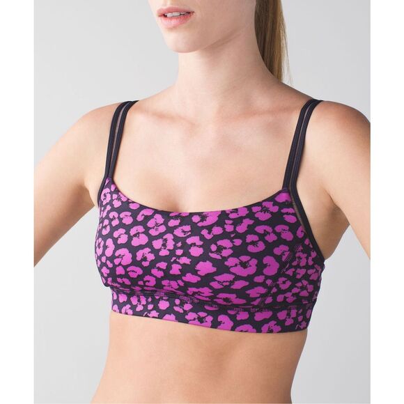 Lululemon Free To Be Wild Bra Pink Black Leopard Print Size 6 - Picture 1 of 7